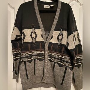 Men's Geometric Patterned Cardigan Wool blend Sweater